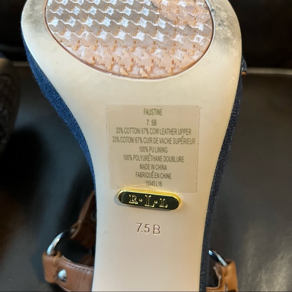 Womens Ralph Lauren Faustina Cotton/Leather sandals size 7.5 - Picture 6 of 7